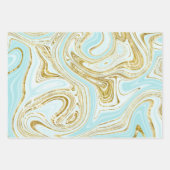 Türkis und goldfarbener Marmor Geschenkpapier Set (Vorderseite 3)
