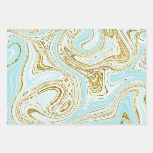 Türkis und goldfarbener Marmor Geschenkpapier Set (Vorderseite 3)