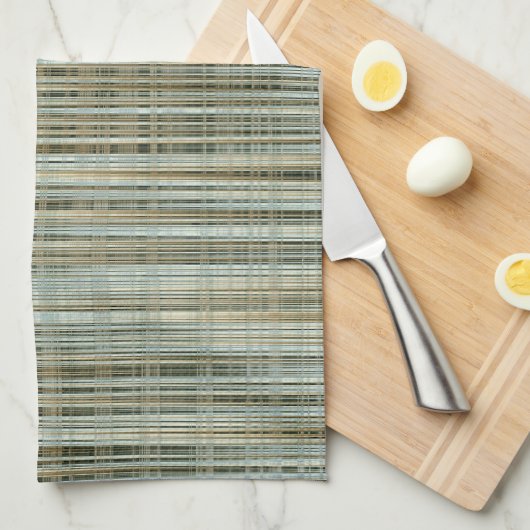 Türkis und goldgestreiftes Muster Geschirrtuch (Viertel Falte)