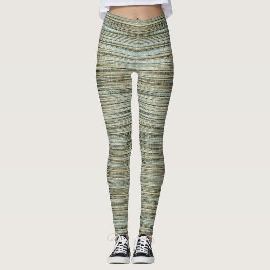 Türkis und goldgestreiftes Muster Leggings (Vorderseite)