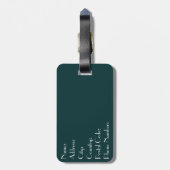 Türkis- und Goldmarmor Gepäckanhänger (Rückseite vertikal)