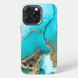 Türkis- und Goldmarmor iPhone 13 Pro Hülle