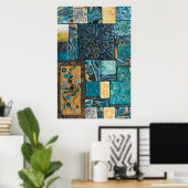 Türkis- und Goldmosaikfliesen Poster (Heimbüro)