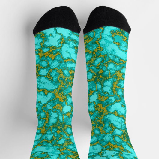 Türkis- und Goldmuster Socken (Oben)