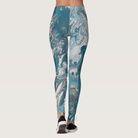 Türkis- und Grau-Acryl-Pur mit lackiertem Marmor Leggings (Rückseite)