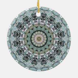 Türkis und Grau Mandala Art Kaleidoskop Keramik Ornament