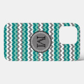 Türkis und grau Zickzack Zigzag Monogram Case-Ma Case-Mate iPhone Hülle (Rückseite (Horizontal))