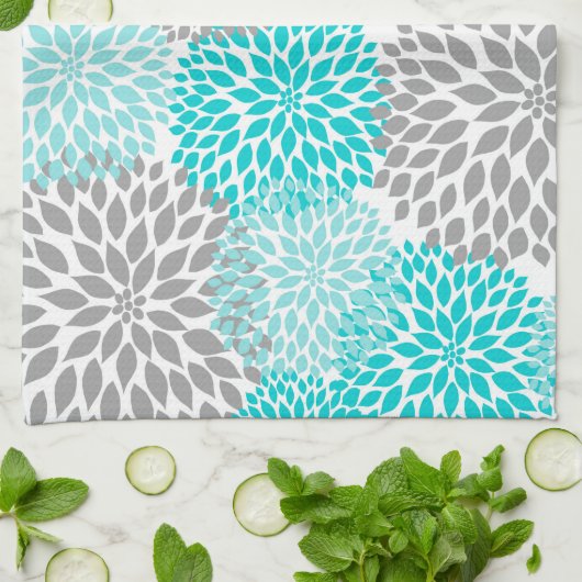 Türkis und graue Küche Teetuch Geschirrtuch (Gefaltet)