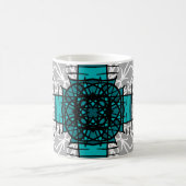 Türkis und grauer Bohemischer Mandala Kaffeetasse (Mittel)