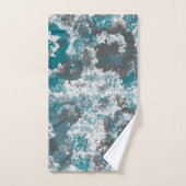 Türkis und graumarmoriertes Abstraktes Kissen Badhandtuch Set (Handtuch)