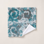 Türkis und graumarmoriertes Abstraktes Kissen Badhandtuch Set (Waschlappen)