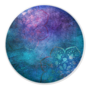 Türkis-und Grün-elegante Lotos-Blume Keramikknauf