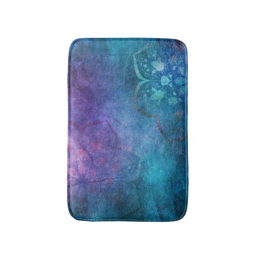 Türkis und Grün Elegante Lotus Blume Badematte (Vorderseite Vertikal)