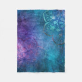 Türkis und Grün Elegante Lotus Blume Fleecedecke (Vorderseite)