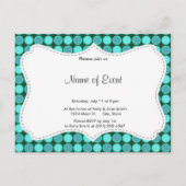 Türkis- und grüne Polka-Punkte Einladungspostkarte (Vorderseite)