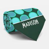 Türkis und grüne Tupfen Krawatte (Gerollt)