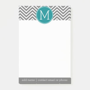 Türkis- und Kohleschnecken-Monogramm Post-it Klebezettel