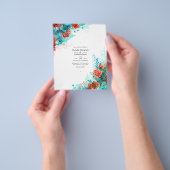 Türkis und Korallen Rustikale Hochzeit mit Blumen Flyer (Gruppe)
