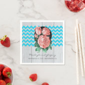 Türkis und Korallen Rustikaler Chic Wedding Serviette (Beispiel)