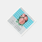 Türkis und Korallen Rustikaler Chic Wedding Serviette (Ecke)