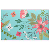 Türkis- und Korallenblumenmuster Stoff (Fat Quarter (45,7 x 55,9 cm))
