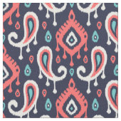 Türkis und Korallenriffe, Ikat Paisley Stoff (Nahaufnahme)