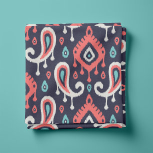 Türkis und Korallenriffe, Ikat Paisley Stoff