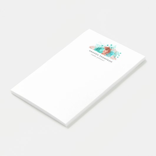 Türkis und Korallenwasser Post-it Klebezettel (angewinkelt)