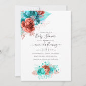 Türkis- und Korallenwasserdusche Einladung (Vorderseite)