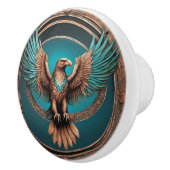 Türkis- und Kupferadler Keramikknauf (Rechts)