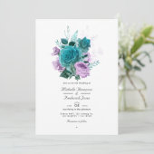 Türkis und Lavendel QR-Code Hochzeit Einladung (Stehend Vorderseite)