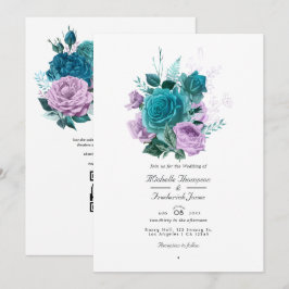 Türkis und Lavendel QR-Code Hochzeit Einladung