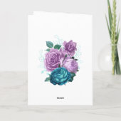 Türkis und Lavender Floral Wedding Dankeskarte (Rückseite)