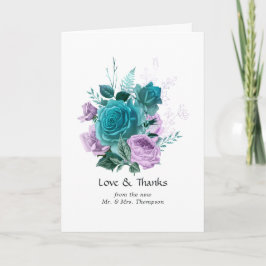 Türkis und Lavender Floral Wedding Dankeskarte