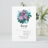 Türkis und Lavender Floral Wedding RSVP Karte (Stehend Vorderseite)