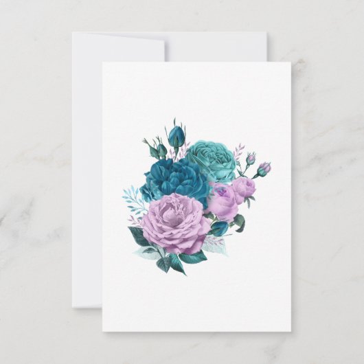 Türkis und Lavender Floral Wedding RSVP Karte (Rückseite)