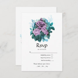 Türkis und Lavender Floral Wedding RSVP Karte