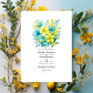 Türkis und Lemon Floral Wedding Einladung