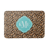 Türkis und Leopard Print Custom Monogram Badematte (Vorderseite)
