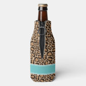 Türkis und Leopard Print Custom Monogram Flaschenkühler (Flasche Rückseite)