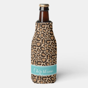 Türkis und Leopard Print Custom Monogram Flaschenkühler