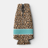 Türkis und Leopard Print Custom Monogram Flaschenkühler (Rückseite)