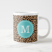 Türkis und Leopard Print Custom Monogram Jumbo-Tasse (Rechts)
