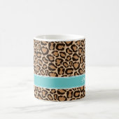 Türkis und Leopard Print Custom Monogram Kaffeetasse (Mittel)