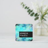 Türkis und lila Aquarellkunst Quadratische Visitenkarte (Stehend Vorderseite)