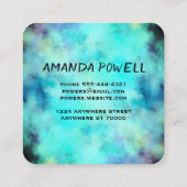 Türkis und lila Aquarellkunst Quadratische Visitenkarte (Rückseite)
