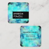 Türkis und lila Aquarellkunst Quadratische Visitenkarte (Vorne/Hinten)