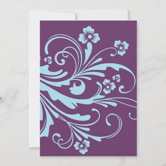 Türkis und Lila Chic Weditation Einladung (Rückseite)