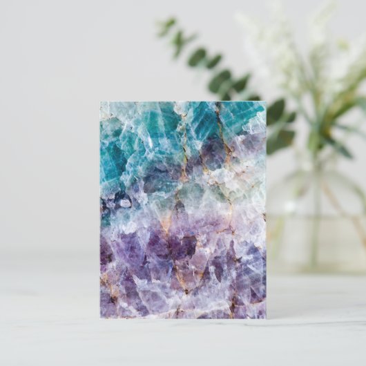 Türkis und Lila Quarzglas Postkarte (Stehend Vorderseite)