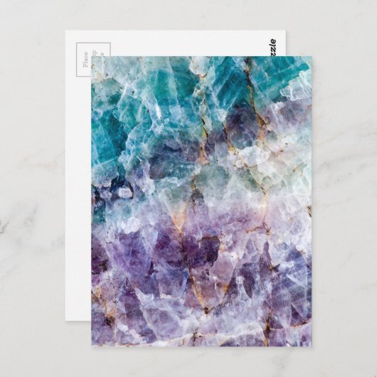 Türkis und Lila Quarzglas Postkarte (Vorne/Hinten)